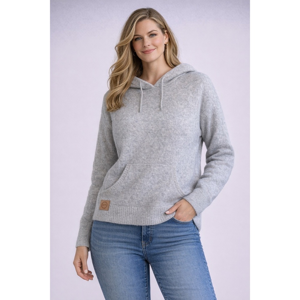 Baby Alpaca Hoodie Sweater Handmade Peru Gray Soft Cozy Womens S